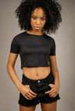 Cher Cropped Crew Neck T-shirt - Little Black Pistol