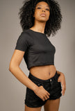 Cher Cropped Crew Neck T-shirt - Little Black Pistol