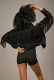 Emmeline Tassel Denim Jacket in Black