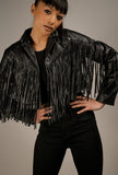 Jett Vegan Leather Fringed Cropped Jacket