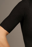 Joanne High Neck Ribbed Top - Little Black Pistol