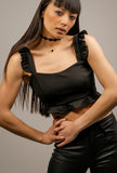Kylie Pleated Flirty Top - Little Black Pistol