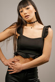 Kylie Pleated Flirty Top - Little Black Pistol