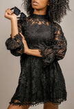 Monica Lace High Neck Dress - Little Black Pistol