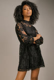 Monica Lace High Neck Dress - Little Black Pistol