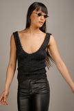 Sophia Fluffy V-Necked Top - Little Black Pistol